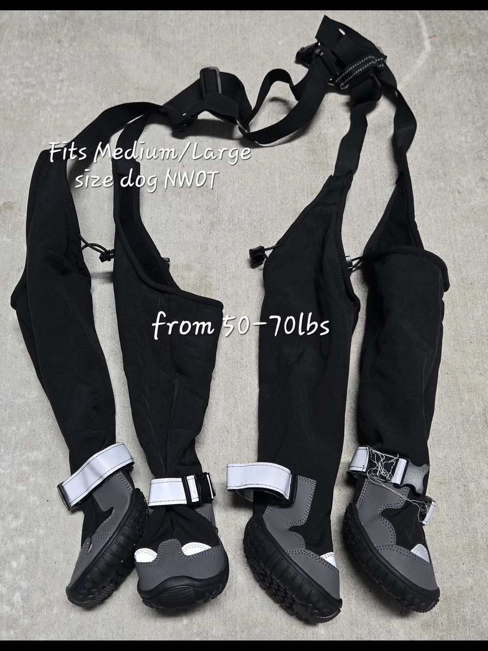 Set of 4 Black Dog Boots with Straps